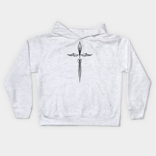 Beautiful Religious Cross Faith line Art Design Kids Hoodie by Squeeb Creative